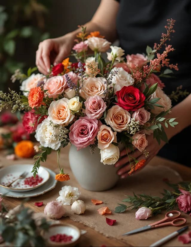 Наши профессиональные флористы создают впечатляющие букеты